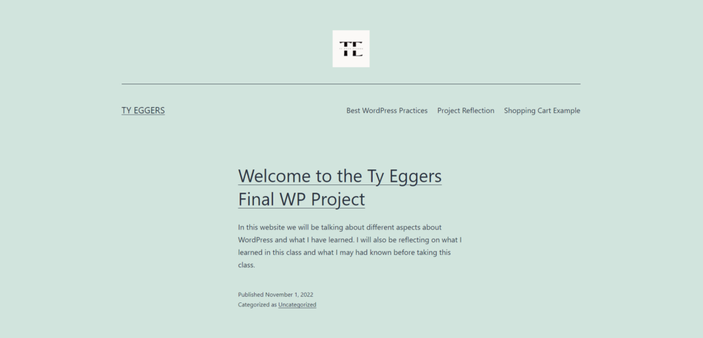 WordPress FInal Project Website Screenshot